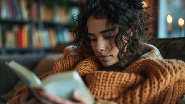 An enthusiastic reader engrossed in a book