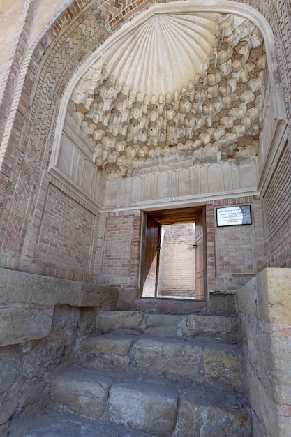 Entrance to Atoulloh Khoja Vault in Chor Bakr memorial nekropolis complex Bukhara Uzbekistan