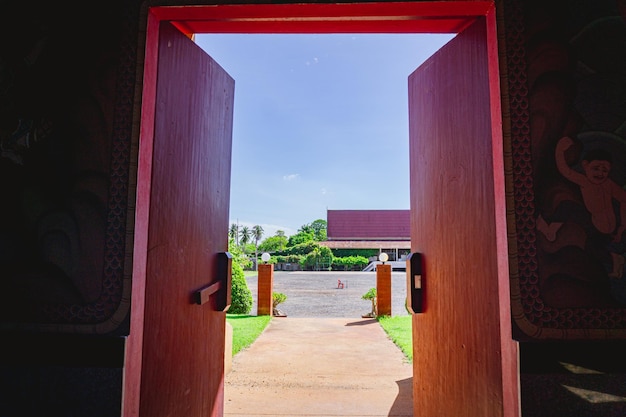 Entrance of building against sky