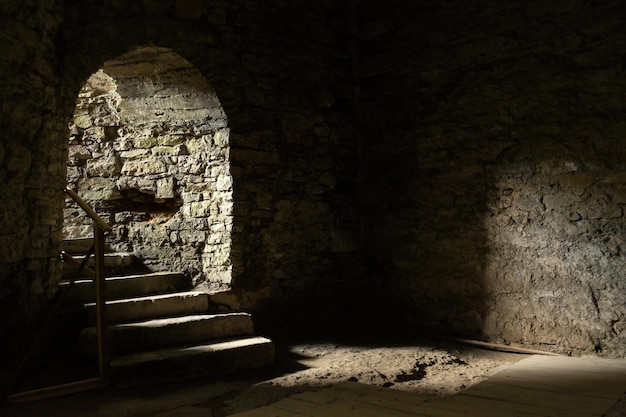 Entrance to the dungeon. Beautiful stone cave.