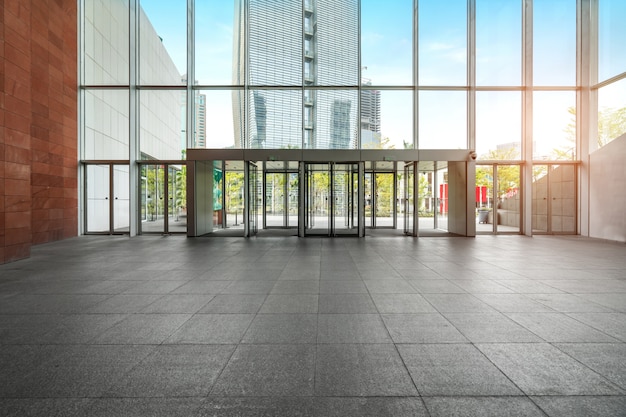 Entrance hall and empty floor tile, interior space