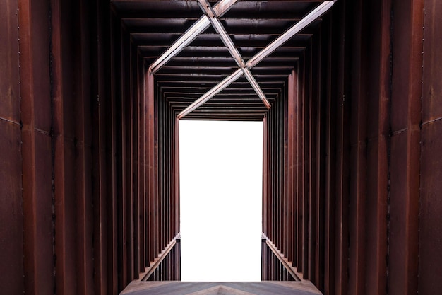 Entrance of industrial rusty warehouse building