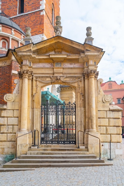 Entrance to Wawel Cathedral located inside the Wawel Royal Castle in Krakow historical city center Krakow Poland