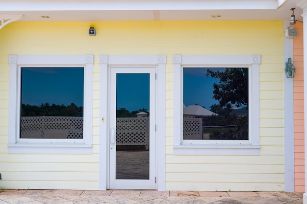 Entrance of the yellow house entrance of house outdoor entrance of house outside