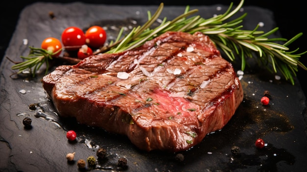 Entrecote Beef Steak On Grill With Rosemary Pepper