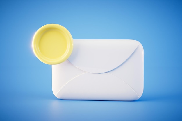 The envelope of a new message on a blue background 3D render