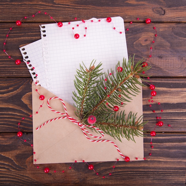 Envelope and a sheet of paper, greetings