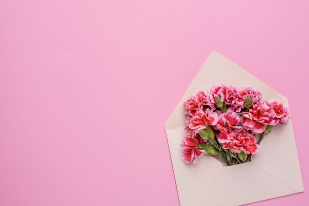 Envelope with pink flowers on pink