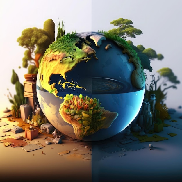 environment Earth Day planet nature concept for social media post banner and background design