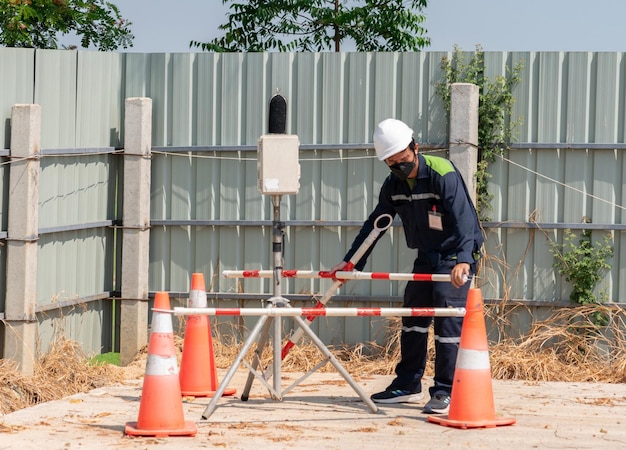 Photo environment officer setting station for monitoring