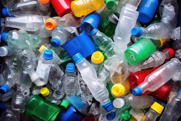 Environmental Crisis Overflowing Garbage Bin with Plastic Bottles