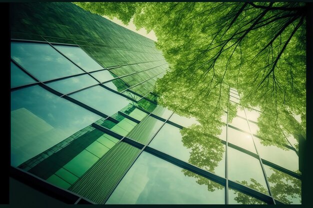 Photo environmental friendly and sustainable office building in the modern city