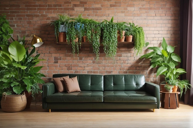 Environmentally Friendly Living Room With Plants On The Wall Decor