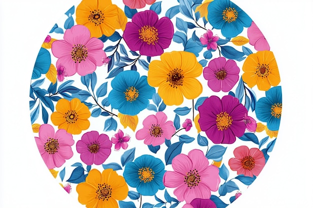 Photo envision a vibrant ornamental round floral pattern that encapsulates the essence of summer ai photo