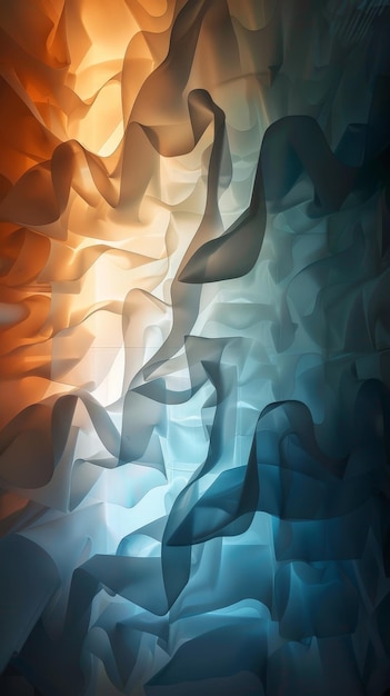 Ephemeral Illumination Abstract 3D Scene with Layered Translucent Panels and Play of Light and Shadow