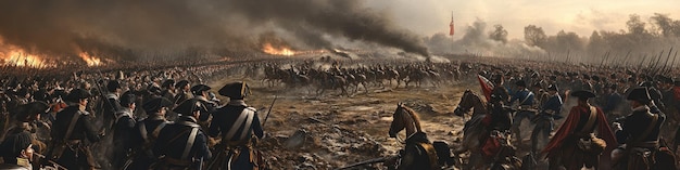 Photo epic depiction of the battle of waterloo with historical military strategy and intense warfare scene