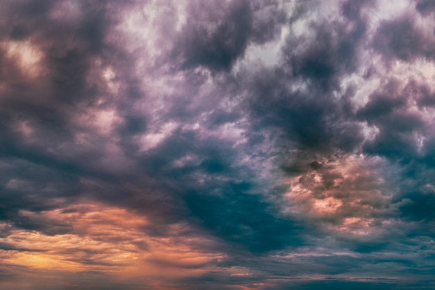 Epic devil fiery clouds with smoke and fire wide panoramic shot