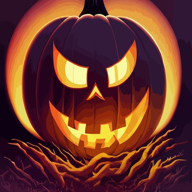 Epic halloween evil pumpkin illustration halloween pumpkin