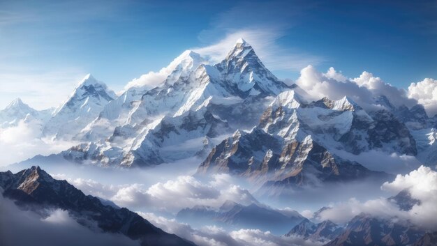 Epic Himalayan Majesty Dhaulagiri and Machapuchare Above the Clouds