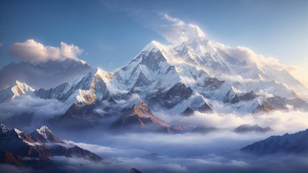 Epic Himalayan Majesty Dhaulagiri and Machapuchare Above the Clouds