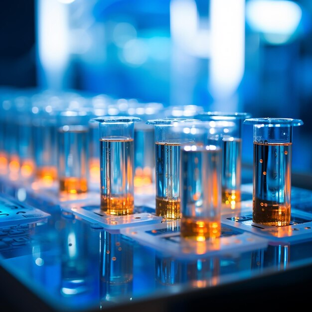 Epic Light Trace Elements in Test Tubes on Lab Table