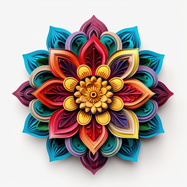 Epic Mandala Multicolour 3d Greeting Card Generative AI