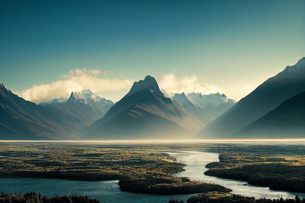 Epic New Zealand landscape Fiordland national parkBeautiful lightingVolumetric lightingmountains