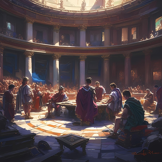 Photo epic roman senate scene stock image