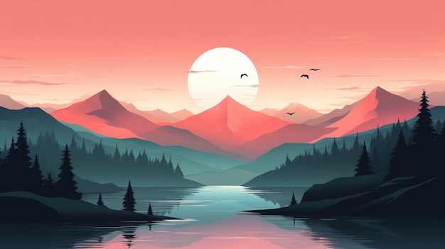 Photo epic scene mountains vectorial