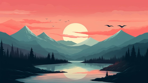 Photo epic scene mountains vectorial