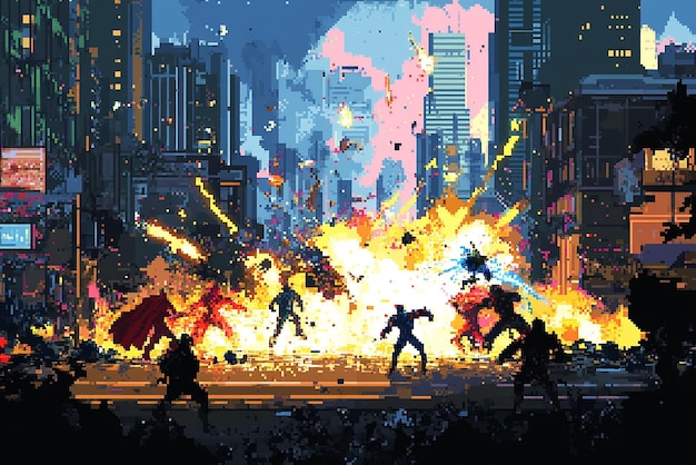 Epic Superhero Battle in the Heart of a City