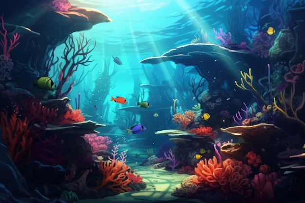 Epic Underwater Coral Reef Life Generative AI