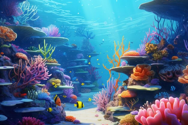 Epic Underwater Coral Reef Life Generative AI