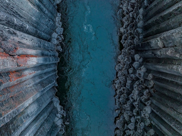 Epic view of the studlagil basalt canyon iceland