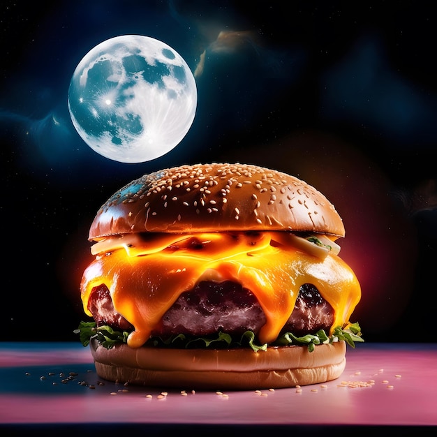 Epicurean Eclipse Burger eclipsing the moon