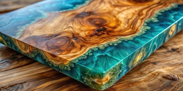 Photo epoxy resin casting on walnut burl wood texture background