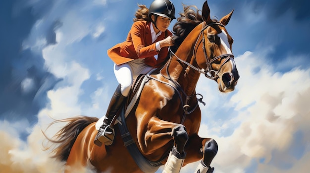 Equestrian harmony photo realistic illustration generative