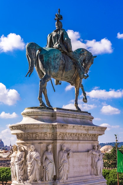 Equestrian statue of Vittorio Emanuele II on Vittoriano (Altar of the Fatherland) in Rome, Italy