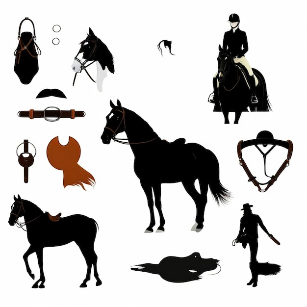 Photo equestrian vector set white background isolated a high quality n