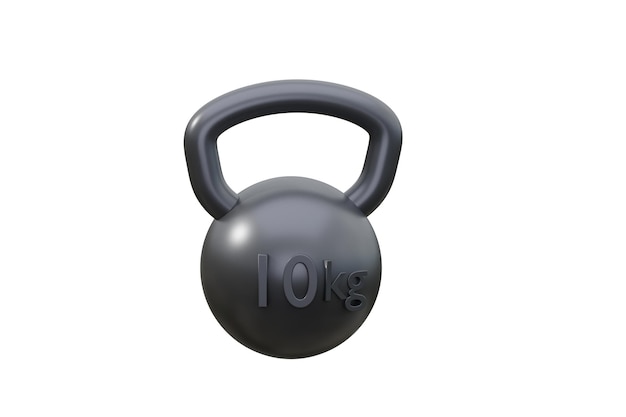 Equipment gym Kattlebell 10 kg black isoled white background 3d rendering