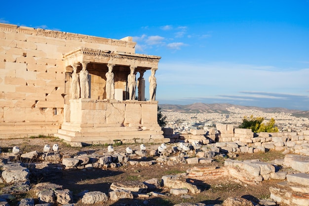 The Erechtheion or Erechtheum is an ancient Greek temple on the Acropolis of Athens in Greece which was dedicated to both Athena and Poseidon.