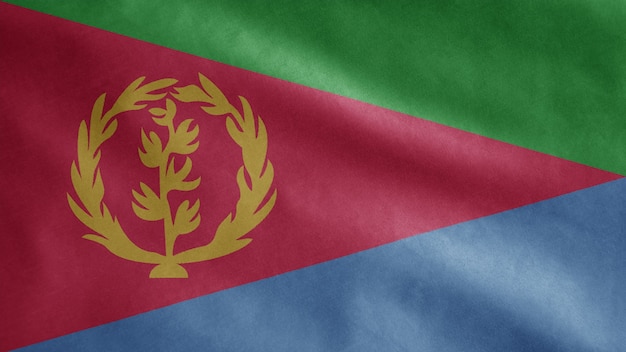 Eritrean waving flag in the wind