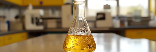 Photo erlenmeyer flask with bubbling liquid