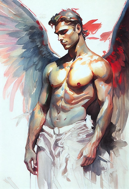 Eros God of Sexuality myths legend Greek god creature watercolor high quality print