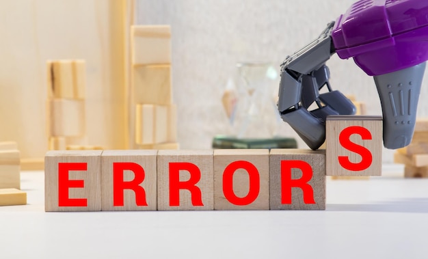 Photo errors word made with building blocks