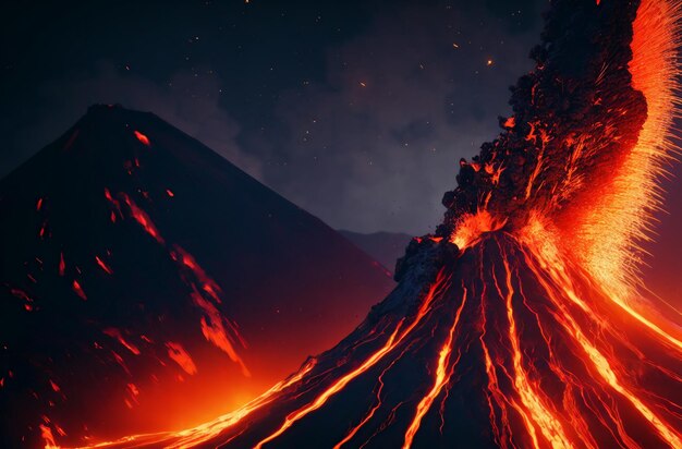 Erupting volcano Big powerful explosion from volcano Generative AI