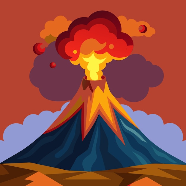 Erupting Volcano with Smoke