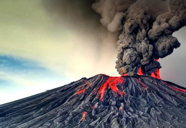 Eruption mountain view