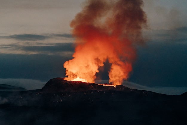 The eruption site of Geldingadalir volcano in Fagradalsfjall mountain on the Reykjanes Peninsula in