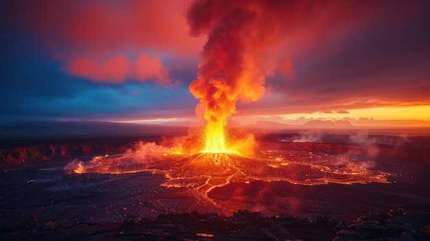 Eruption at Sunset